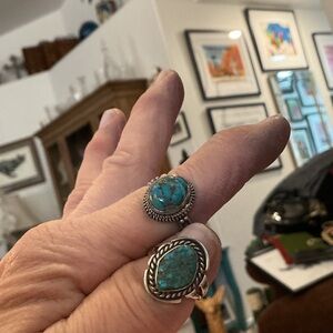 Turquoise Silver Ring Set